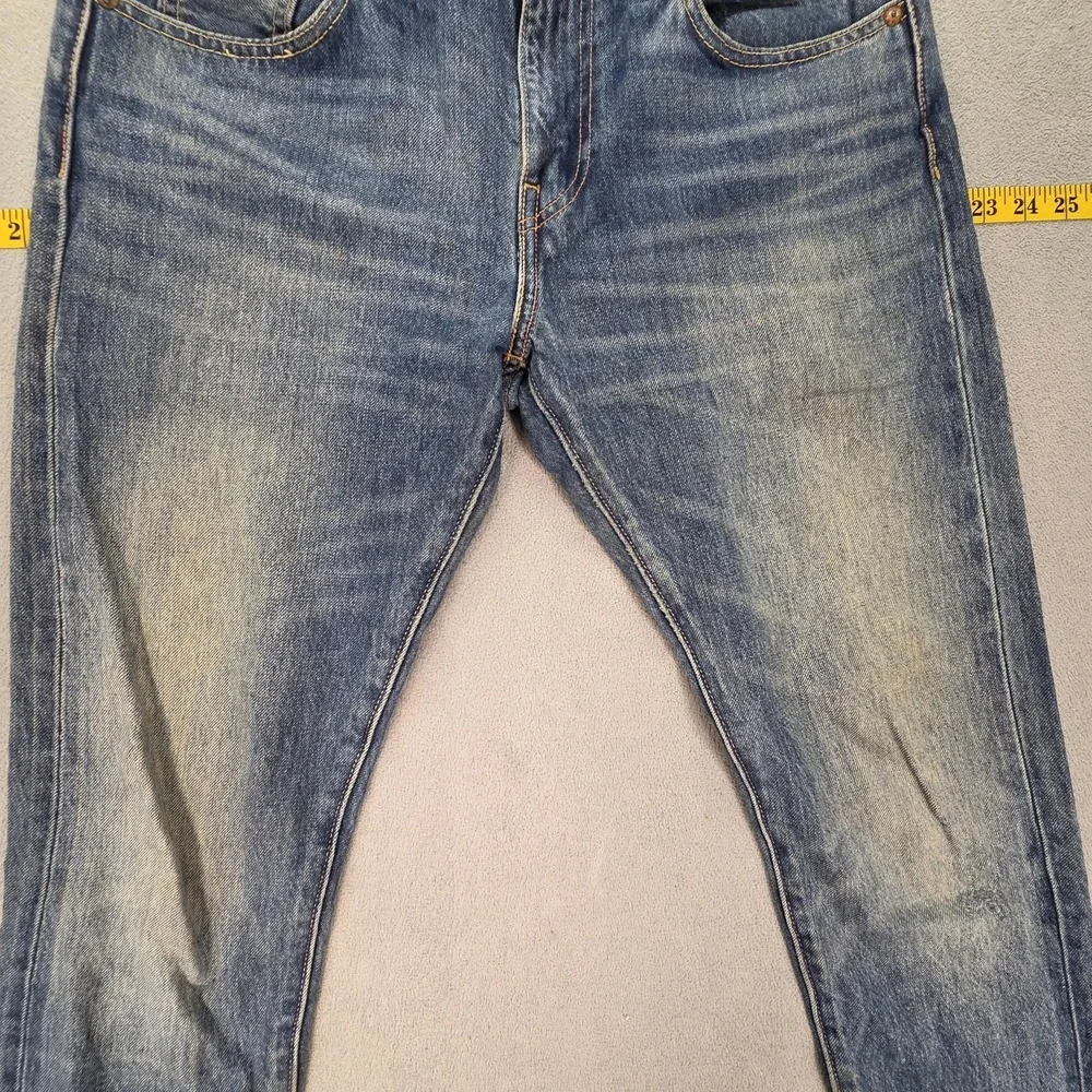 Levis‎ 512 Jeans Mens Selvedge Med Wash Blue Slim Tapered Whiskers Fits 30x28